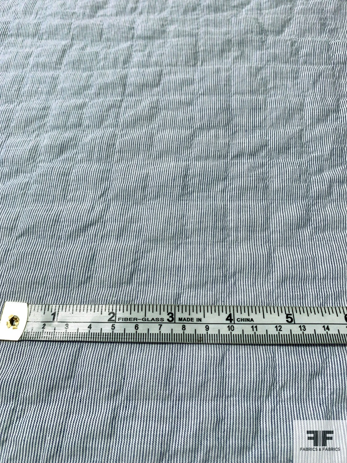 Japanese Micro-Striped Plisse Cotton Shirting With Fused Backing - Blue / Off-White 8 Japanese Micro-Striped Plisse Cotton Shirting With Fused Backing - Blue / Off-White - Image 6