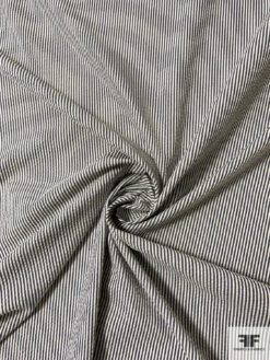 Textured Vertical Striped Seersucker Cotton Shirting - Navy / Off-White 11 Textured Vertical Striped Seersucker Cotton Shirting - Navy / Off-White -Fabrics And Fabrics Store 10786 2