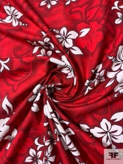 Vibrant Floral Printed Cotton Poplin - Red / White / Black -Fabrics And Fabrics Store 10787 2