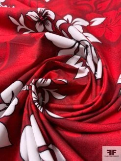 Vibrant Floral Printed Cotton Poplin - Red / White / Black -Fabrics And Fabrics Store 10787 3