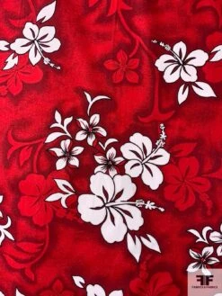 Vibrant Floral Printed Cotton Poplin - Red / White / Black