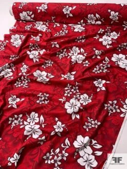Vibrant Floral Printed Cotton Poplin - Red / White / Black -Fabrics And Fabrics Store 10787 7