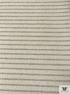 Italian Horizontal Striped Puckered Cotton Shirting - Ivory / Light Grey -Fabrics And Fabrics Store 10795 4