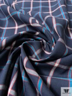 Plaid Yarn-Dyed Cotton Shirting - Navy / Turquoise / White / Red 12 Plaid Yarn-Dyed Cotton Shirting - Navy / Turquoise / White / Red -Fabrics And Fabrics Store 10796 3