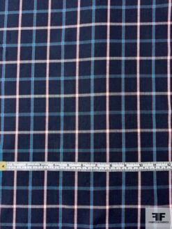 Plaid Yarn-Dyed Cotton Shirting - Navy / Turquoise / White / Red 13 Plaid Yarn-Dyed Cotton Shirting - Navy / Turquoise / White / Red -Fabrics And Fabrics Store 10796 5