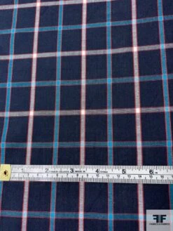 Plaid Yarn-Dyed Cotton Shirting - Navy / Turquoise / White / Red 14 Plaid Yarn-Dyed Cotton Shirting - Navy / Turquoise / White / Red -Fabrics And Fabrics Store 10796 6