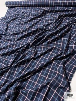 Plaid Yarn-Dyed Cotton Shirting - Navy / Turquoise / White / Red 15 Plaid Yarn-Dyed Cotton Shirting - Navy / Turquoise / White / Red -Fabrics And Fabrics Store 10796 7