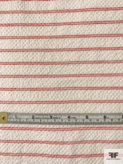 Italian Horizontal Striped Puckered Cotton Shirting - Ivory / Red 13 Italian Horizontal Striped Puckered Cotton Shirting - Ivory / Red -Fabrics And Fabrics Store 10798 5