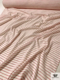 Italian Horizontal Striped Puckered Cotton Shirting - Ivory / Red 15 Italian Horizontal Striped Puckered Cotton Shirting - Ivory / Red -Fabrics And Fabrics Store 10798 7