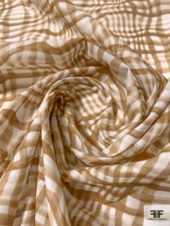 Coach Wavy Gingham Plaid Printed Cotton Voile - Light Brown / Off-White 12 Coach Wavy Gingham Plaid Printed Cotton Voile - Light Brown / Off-White -Fabrics And Fabrics Store 10800 3