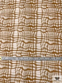 Coach Wavy Gingham Plaid Printed Cotton Voile - Light Brown / Off-White 13 Coach Wavy Gingham Plaid Printed Cotton Voile - Light Brown / Off-White -Fabrics And Fabrics Store 10800 4