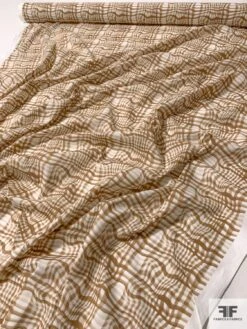 Coach Wavy Gingham Plaid Printed Cotton Voile - Light Brown / Off-White 15 Coach Wavy Gingham Plaid Printed Cotton Voile - Light Brown / Off-White -Fabrics And Fabrics Store 10800 7