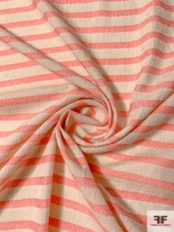 Japanese Slightly Boucle Striped Cotton-Poly Voile - Coral / Beige -Fabrics And Fabrics Store 10802 2