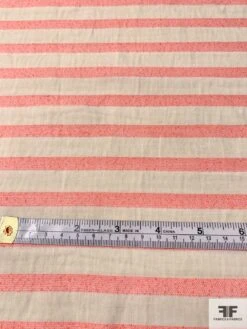 Japanese Slightly Boucle Striped Cotton-Poly Voile - Coral / Beige -Fabrics And Fabrics Store 10802 5