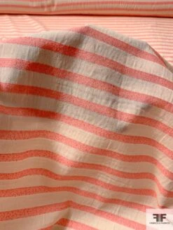 Japanese Slightly Boucle Striped Cotton-Poly Voile - Coral / Beige -Fabrics And Fabrics Store 10802 6