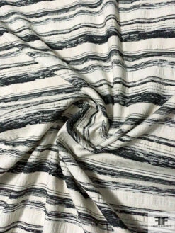Rustic Striped Stretch Cotton Jacquard - Ivory / Black -Fabrics And Fabrics Store 10815 1
