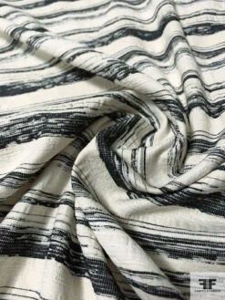 Rustic Striped Stretch Cotton Jacquard - Ivory / Black -Fabrics And Fabrics Store 10815 3