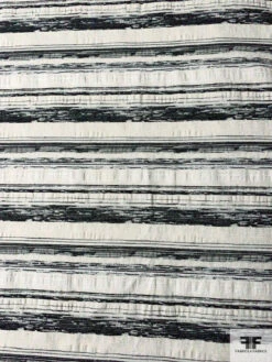 Rustic Striped Stretch Cotton Jacquard - Ivory / Black -Fabrics And Fabrics Store 10815 4