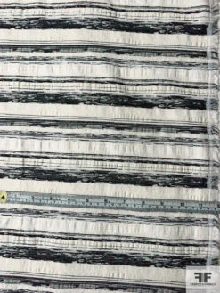 Rustic Striped Stretch Cotton Jacquard - Ivory / Black -Fabrics And Fabrics Store 10815 5