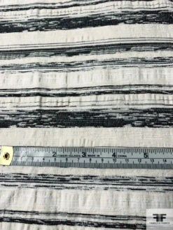 Rustic Striped Stretch Cotton Jacquard - Ivory / Black -Fabrics And Fabrics Store 10815 6