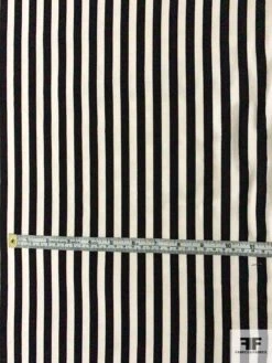Italian Striped Bottom-Weight Cotton With Vertical Stretch - Black / Ivory -Fabrics And Fabrics Store 10816 5
