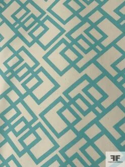 Geometric Lattice Printed Medium-Weight Cotton Canvas - Seafoam / Cream -Fabrics And Fabrics Store 10825 4