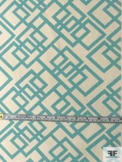 Geometric Lattice Printed Medium-Weight Cotton Canvas - Seafoam / Cream -Fabrics And Fabrics Store 10825 5
