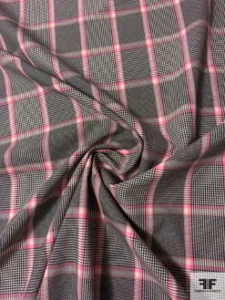 Italian Glen Plaid Yarn-Dyed Cotton Poly Shirting - Pink / Black / Cream 12 Italian Glen Plaid Yarn-Dyed Cotton Poly Shirting - Pink / Black / Cream -Fabrics And Fabrics Store 10839 1