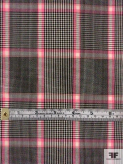 Italian Glen Plaid Yarn-Dyed Cotton Poly Shirting - Pink / Black / Cream 14 Italian Glen Plaid Yarn-Dyed Cotton Poly Shirting - Pink / Black / Cream -Fabrics And Fabrics Store 10839 6