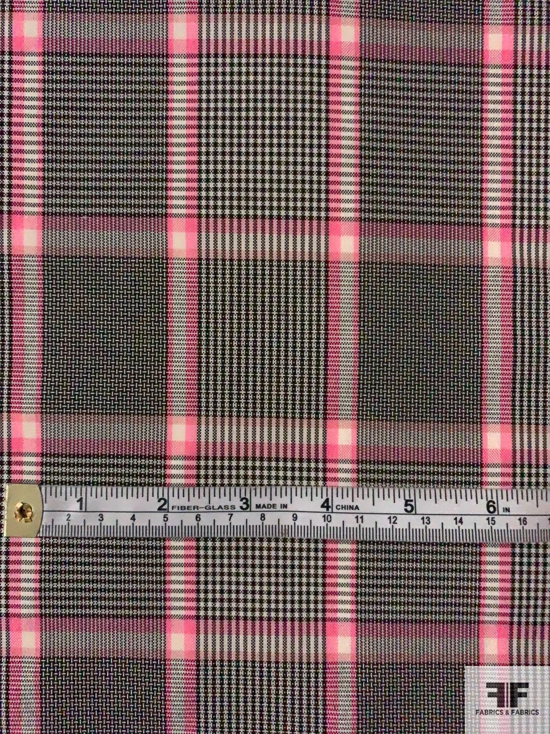 Italian Glen Plaid Yarn-Dyed Cotton Poly Shirting - Pink / Black / Cream 8 Italian Glen Plaid Yarn-Dyed Cotton Poly Shirting - Pink / Black / Cream - Image 6