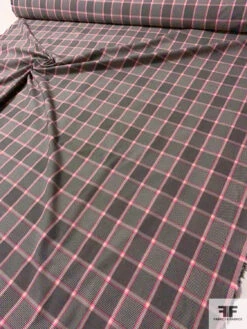 Italian Glen Plaid Yarn-Dyed Cotton Poly Shirting - Pink / Black / Cream 15 Italian Glen Plaid Yarn-Dyed Cotton Poly Shirting - Pink / Black / Cream -Fabrics And Fabrics Store 10839 7