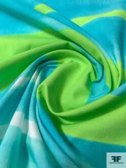 Horizontal Watercolor Striped Printed Cotton Lawn - Aqua / Turquoise / Lime / White -Fabrics And Fabrics Store 10849 3