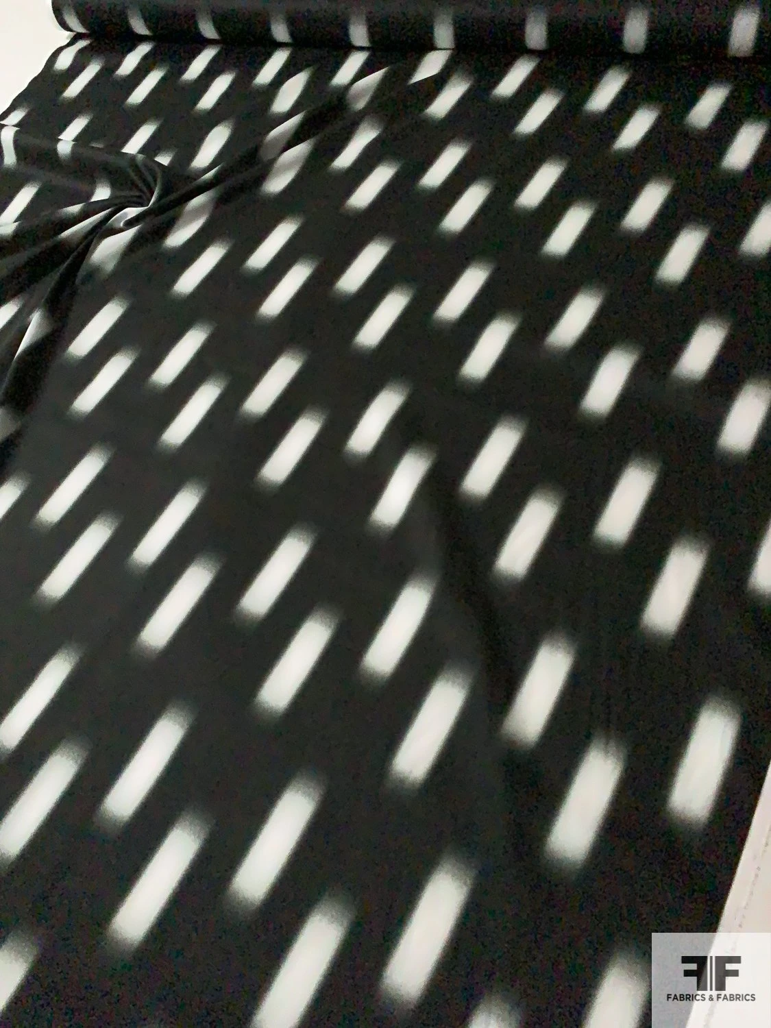 Italian Hazy Floating Rectangles Printed Cotton Lawn - Black / Ecru 3 Italian Hazy Floating Rectangles Printed Cotton Lawn - Black / Ecru