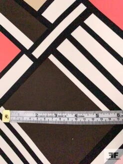 Diagonal Geometric Printed Stretch Brushed Cotton Sateen Panel - Coral / Black / White / Beige / Brown -Fabrics And Fabrics Store 10861 6