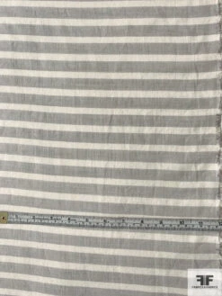 Horizontal Yarn-Dyed Striped Cotton Poly Voile - Earth Grey / Ivory -Fabrics And Fabrics Store 10875 5