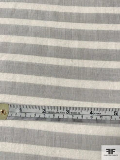 Horizontal Yarn-Dyed Striped Cotton Poly Voile - Earth Grey / Ivory -Fabrics And Fabrics Store 10875 6