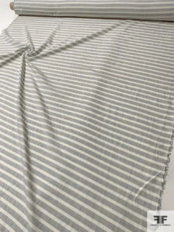 Horizontal Yarn-Dyed Striped Cotton Poly Voile - Earth Grey / Ivory -Fabrics And Fabrics Store 10875 8
