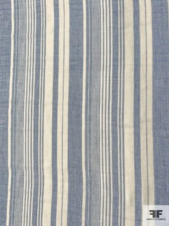 Japanese Extra Soft Double-Layer Vertical Striped Cotton Shirting - Blue / Ivory -Fabrics And Fabrics Store 10876 4
