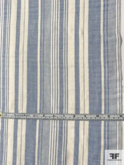 Japanese Extra Soft Double-Layer Vertical Striped Cotton Shirting - Blue / Ivory -Fabrics And Fabrics Store 10876 5