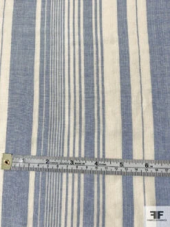 Japanese Extra Soft Double-Layer Vertical Striped Cotton Shirting - Blue / Ivory -Fabrics And Fabrics Store 10876 6