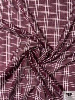 Plaid Printed Cotton Voile - Maroon / White