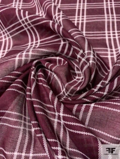 Plaid Printed Cotton Voile - Maroon / White -Fabrics And Fabrics Store 10902 3
