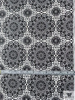 Kaleidoscope Floral Grid Printed Stretch Cotton Sateen - Black / Off-White 13 Kaleidoscope Floral Grid Printed Stretch Cotton Sateen - Black / Off-White -Fabrics And Fabrics Store 10917 5