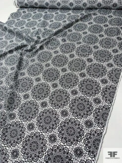 Kaleidoscope Floral Grid Printed Stretch Cotton Sateen - Black / Off-White 15 Kaleidoscope Floral Grid Printed Stretch Cotton Sateen - Black / Off-White -Fabrics And Fabrics Store 10917 7