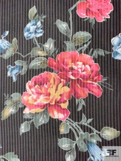 Gorgeous Floral Printed And Shadow Striped Silk Chiffon - Shades Of Rose / Dusty Green / Blues 14 Gorgeous Floral Printed And Shadow Striped Silk Chiffon - Shades Of Rose / Dusty Green / Blues -Fabrics And Fabrics Store 11037 4