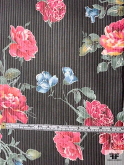 Gorgeous Floral Printed And Shadow Striped Silk Chiffon - Shades Of Rose / Dusty Green / Blues 15 Gorgeous Floral Printed And Shadow Striped Silk Chiffon - Shades Of Rose / Dusty Green / Blues -Fabrics And Fabrics Store 11037 5