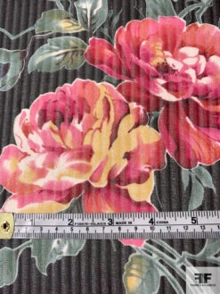 Gorgeous Floral Printed And Shadow Striped Silk Chiffon - Shades Of Rose / Dusty Green / Blues 16 Gorgeous Floral Printed And Shadow Striped Silk Chiffon - Shades Of Rose / Dusty Green / Blues -Fabrics And Fabrics Store 11037 6