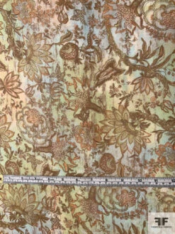 Antique Inspired Ornate Floral Printed Silk Chiffon - Earth Tones -Fabrics And Fabrics Store 11129 5