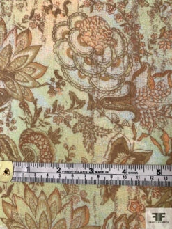 Antique Inspired Ornate Floral Printed Silk Chiffon - Earth Tones -Fabrics And Fabrics Store 11129 6