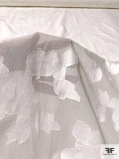 Famous NYC Designer Floral Fil Coupé Cotton Voile - Diamond White -Fabrics And Fabrics Store 11137 7